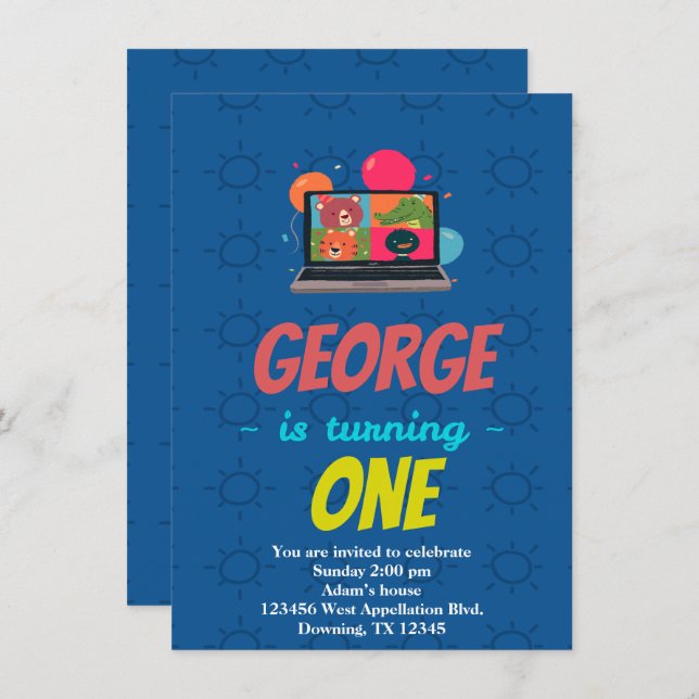 Convite de Cartoon Online para Escolas de Crianças (Frente/Verso)