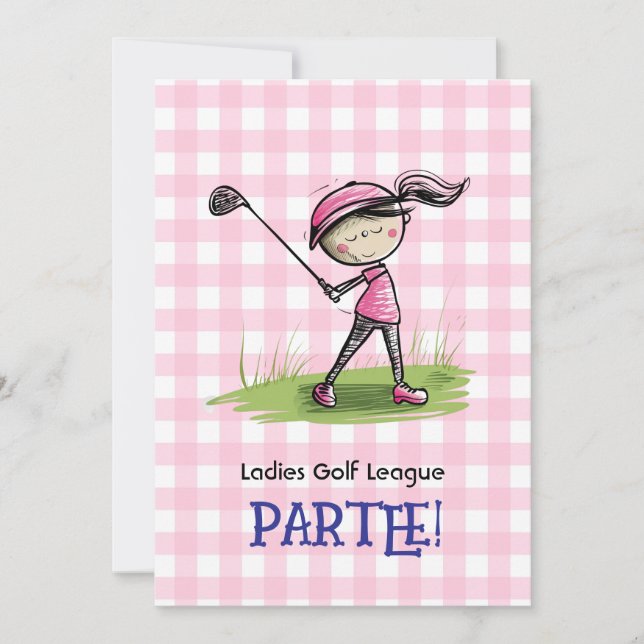 Convite de Cartoon para Celebração da Liga de Golf (Frente)