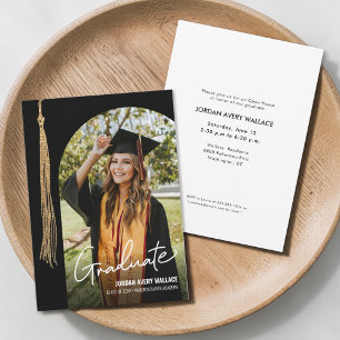 Convite de Casa Aberta com Foto de Graduado Preto