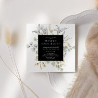 Convite de Casa Aberta Quadrado Floral Elegante em