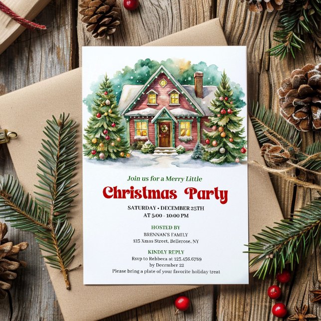 Convite de casa de Natal clássica com letras diver (Classic christmas house invite playful lettering

)