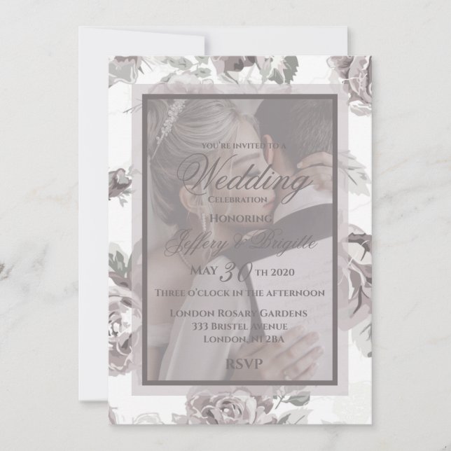 Convite de casal de casamento personalizado cor-de (Frente)