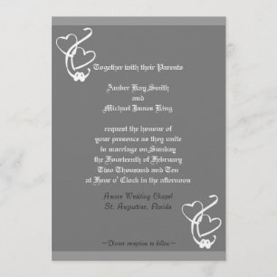 Convite de casamento 2 corações 2 anéis impressão