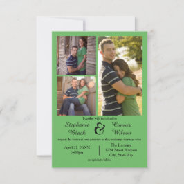 Convite de Casamento 3 Fotos Verde - 3x5