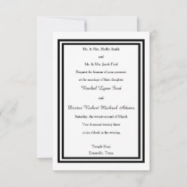 Convite de Casamento 3x5 - Corte Duplo Preto