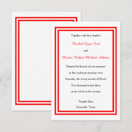 Convite de Casamento 3x5 - Corte Duplo Vermelho