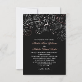 Convite de Casamento - 3x5 Floral com Tulipa Preta