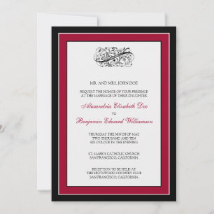 Convite de casamento 5 x 7 preto/amora simplesment