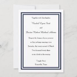 Convite de Casamento -5x7 com Dupla Tarja Navy