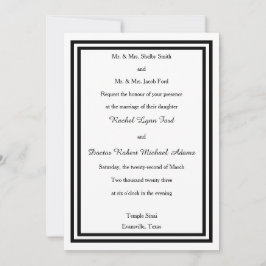 Convite de Casamento 5x7 - Corte Duplo Preto