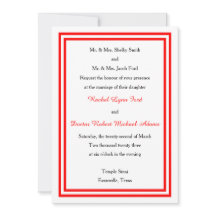 Convite de Casamento 5x7 - Corte Duplo Vermelho