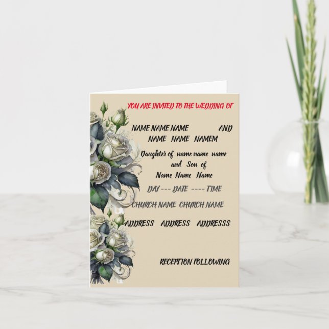 convite de casamento 5x7 creme rose SAVE THE DATE (Frente)