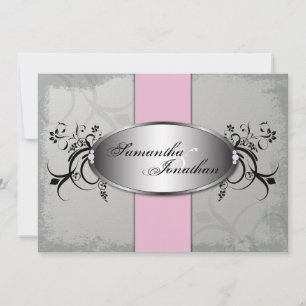 Convite De Casamento A Rosa De Cinza Elegante Com 