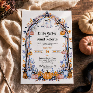 Convite de Casamento Abóbora de Halloween Gótico