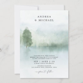 Convite de Casamento Abstrato Aquarela Lago Montan
