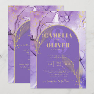 Convite de casamento Abstrato DE TINTA COM Lavanda