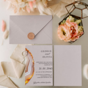 Convite de Casamento Abstrato em Ágata Cortada
