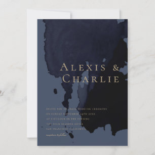 Convite de casamento abstrato em aquarela moderna