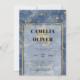 Convite de casamento abstrato LeahG azul marinho d