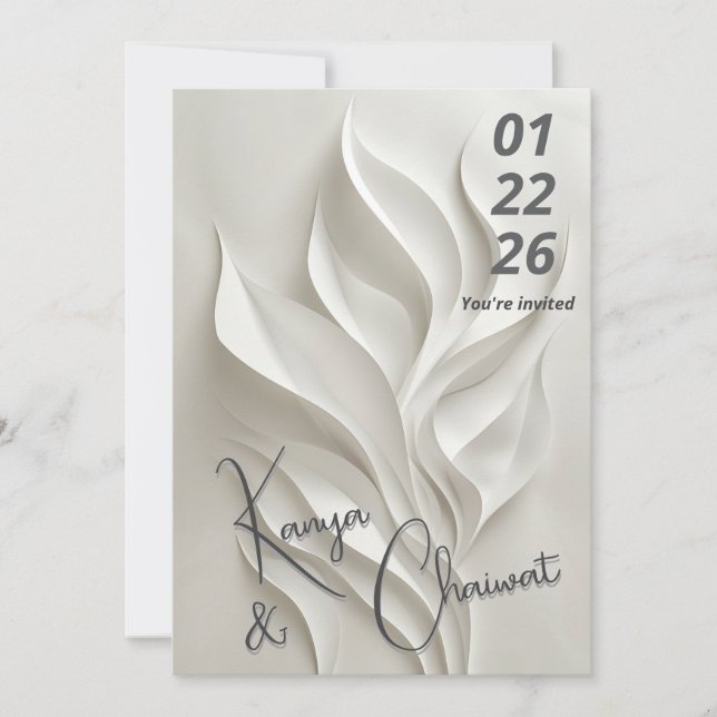 Convite de Casamento Abstrato Minimalista (Frente)