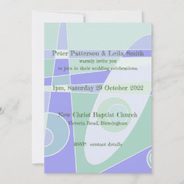 Convite de Casamento Abstrato Pastel Roxo Verde