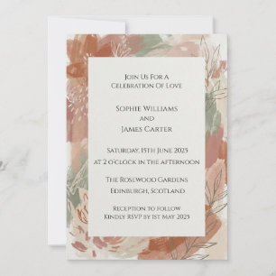 Convite de Casamento Abstrato Terracota Sage