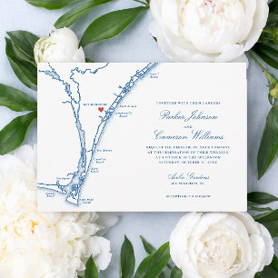 Convite de Casamento Airlie Gardens Navy Wilmingto