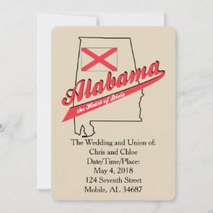 Convite de Casamento Alabama Heart of Dixie