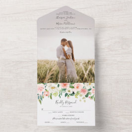 Convite de casamento All in One Airy Blush com Fot