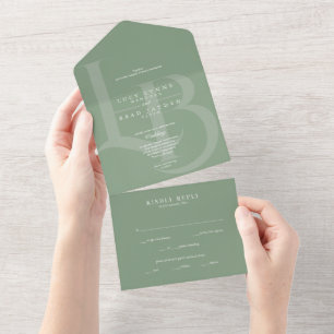 Convite de casamento All-in-One do Modern Sage I