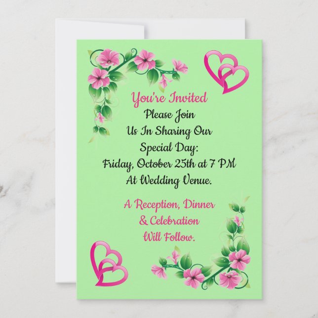 Convite de Casamento Aloha Floral (Frente)