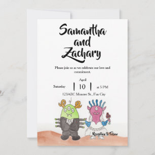 Convite de Casamento Alternativo Monstro Fofo