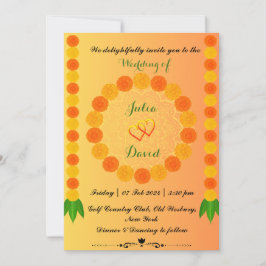 Convite de Casamento Amarelo Açafrão com Marigold