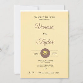 Convite de Casamento Amarelo Âmbar Moderno