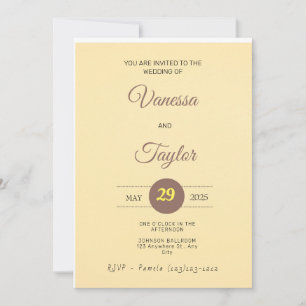 Convite de Casamento Amarelo Âmbar Moderno