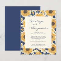 Convite de casamento Amarelo Azul Rústico de Giras