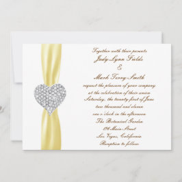 Convite de Casamento Amarelo Coração de Diamante