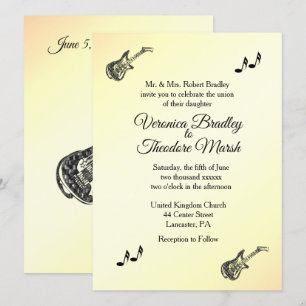 Convite De Casamento Amarelo Do Tema Do Violão