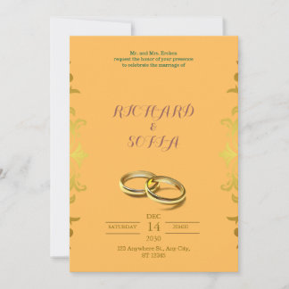 Convite de Casamento Amarelo e Laranja Profissiona