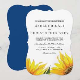 Convite de casamento Amarelo e Marinho Azul