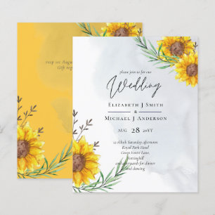 Convite de Casamento Amarelo Girassol Orçamento Mo
