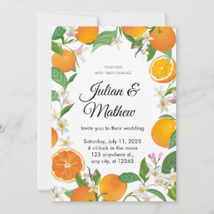 Convite de Casamento Amarelo Laranja Personalizar