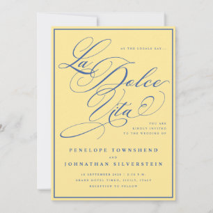 Convite de Casamento Amarelo Limão Azul La Dolce V