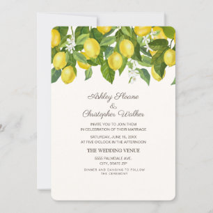 Convite de Casamento Amarelo Limões Branco