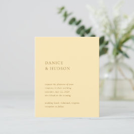 Convite de Casamento Amarelo Manteiga Minimalista