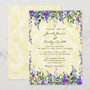 Convite de Casamento Amarelo Pastel Aquarela Lavan