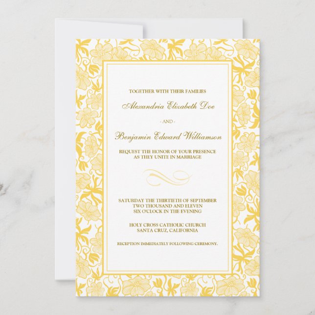 Convite De Casamento Amarelo Rico (Frente)
