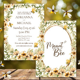 Convite de Casamento Amarelo Rústico Meant to Bee