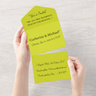 Convite de Casamento Amarelo Tudo em Um – Limão