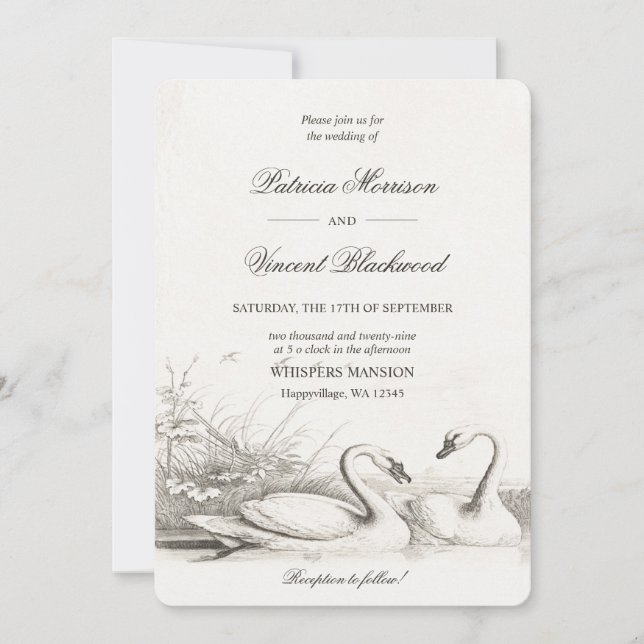 Convite de Casamento Amor Lago dos Cisnes (Frente)
